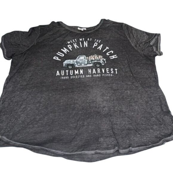 Maurices 3X Gray Pumpkin Patch Graphic Tee Autumn Harvest Cotton/Polyester Blend - Picture 2 of 6
